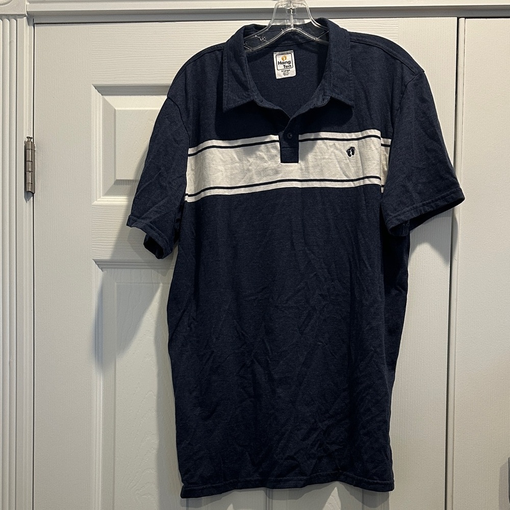 Hang Ten Dark Blue Polo with White Accent XL